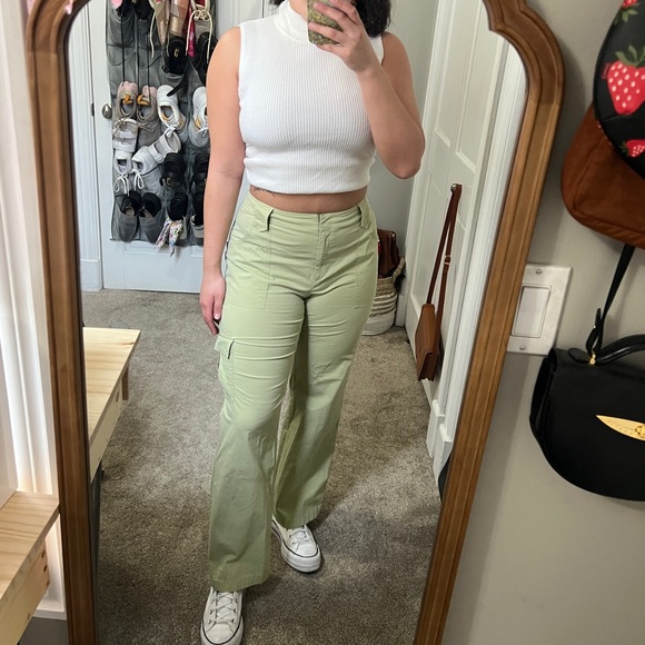 Lime Green Nine & Company High Waist Cargo Pants - Picture 1 of 4